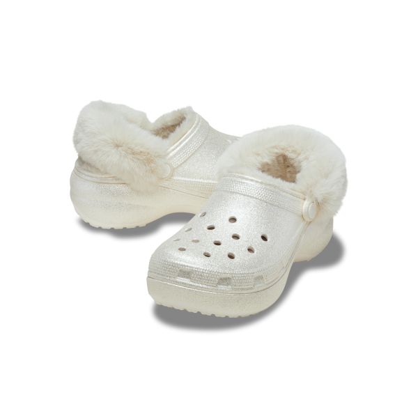 Crocs Cls Platform Подкладка Блеск Мягкие Удобные Сабо Женские сабо Белый 211922-0WV