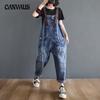 Весенне-осенние женские джинсы больших размеров, комбинезон в стиле ретро, ​​свободные удобные повседневные джинсовые брюки с широкими штанинами