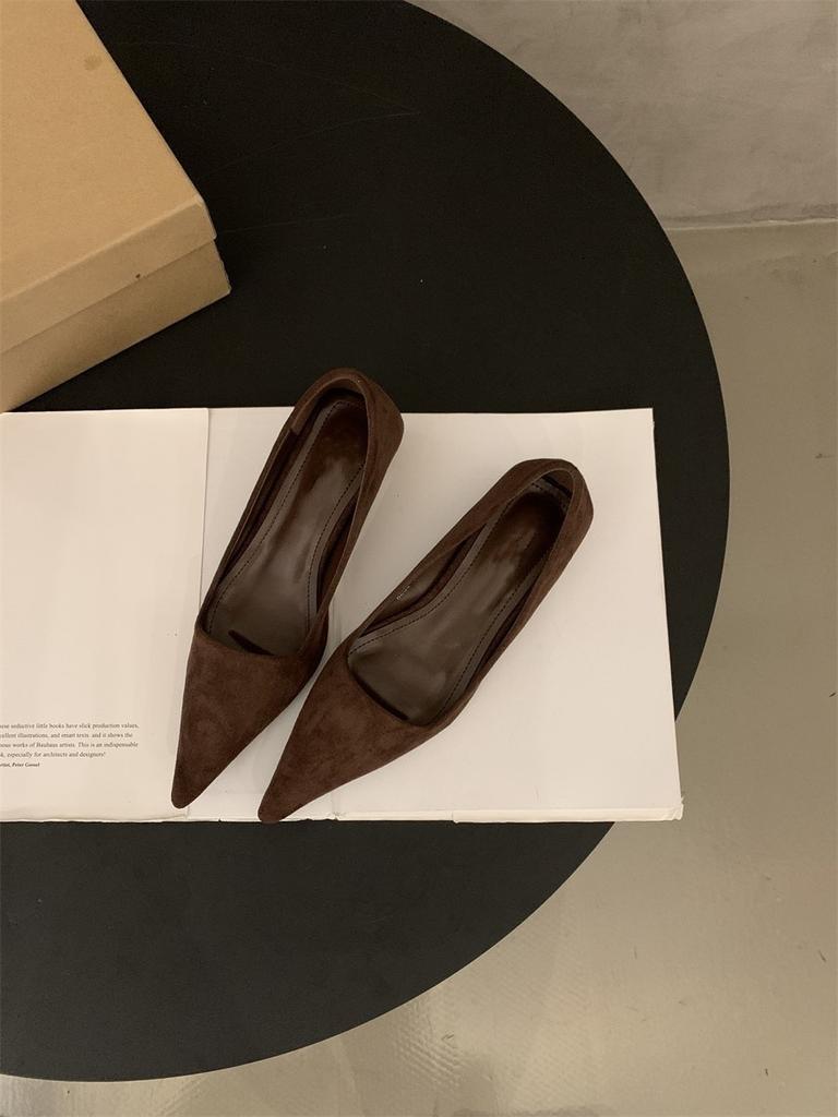 Французский каблук-рюмочка, заостренный, красные, одинарные туфли, женская обувь 2025 года, весна-осень, темперамент, черные туфли на шпильке, высокие каблуки для пригородных поездок