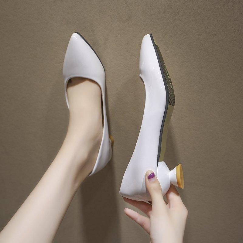 3-5 см Низкий каблук Высокие каблуки Stiletto Wild Женские туфли Простые удобные рабочие туфли с неглубоким носком Тонкие туфли с острым носком Модные туфли-лодочки