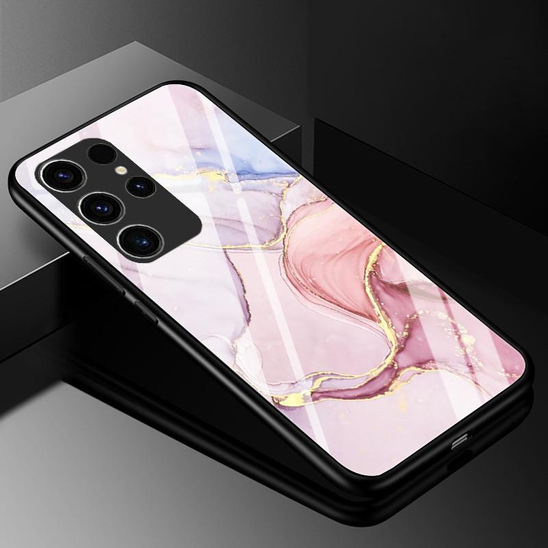Мраморный чехол из закаленного стекла для Samsung Galaxy S23 Ultra 5G, модная стеклянная задняя крышка для Samsung S23 Plus / S23 Ultra