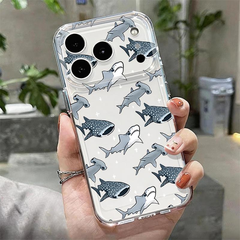 Прозрачный чехол для телефона с рисунком Луны и кита для iPhone 17e 17 16 15 14 13 Pro Max 17 16 Pro 16e 12 11 Прозрачная противоударная мягкая крышка