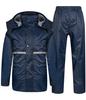 Top and Bottom Rain Water School [Fosys] Rainwear, Set, Suit, Raincoat, Men's, Women's, Waterproof, Repellent, Outdoor, Bicycle, Commuting, (L, Navy)