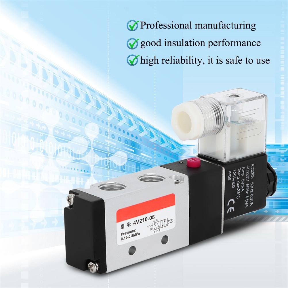 2 Position 5 Way Aluminum Alloy Pneumatic Solenoid Valve Pneumatic Piping Equipment (24V)