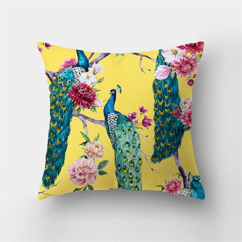 Peacock Feather Printed Pattern Cushion Cover for Home Living Room Sofa Car Bedroom Decoration Pillow Cover