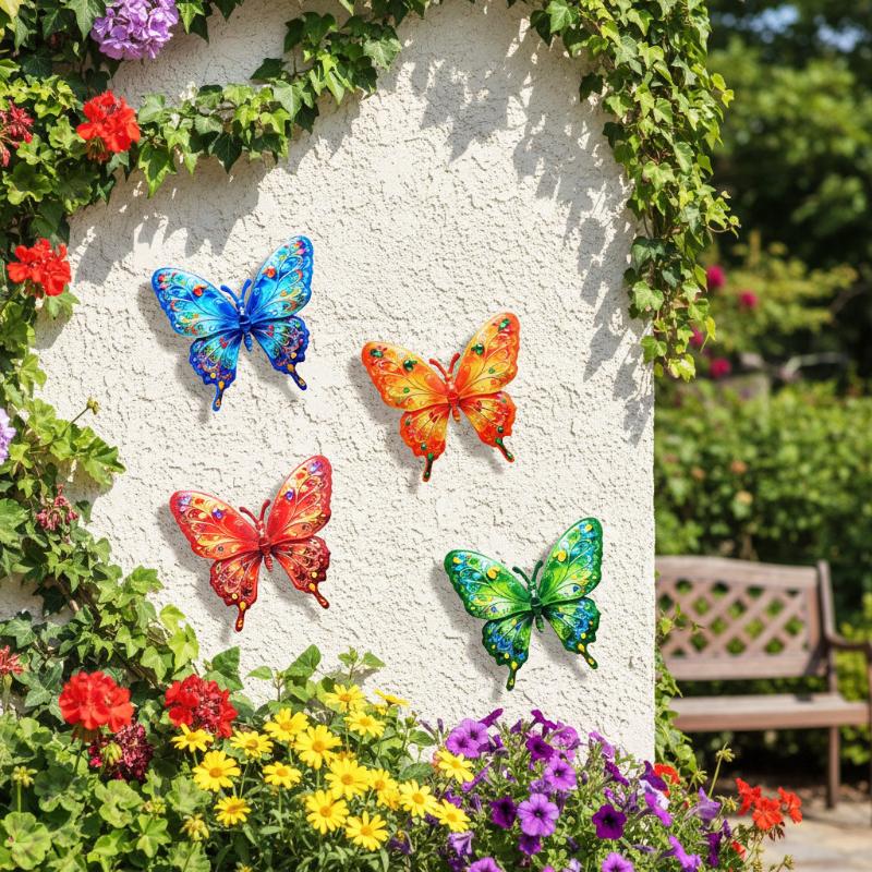 Vibrant Metal Butterfly Outdoor Wall Art 1/4Pcs Rustproof Decor for Garden Patio