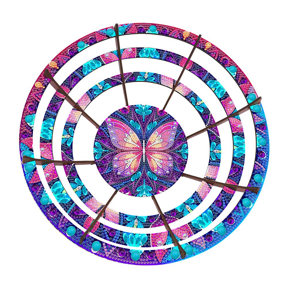 Flower Diamond Painting Wooden Serving Tray Decorative Diamond Painting Dinner Plate Tray Good for Parties Or Bed Food Tray