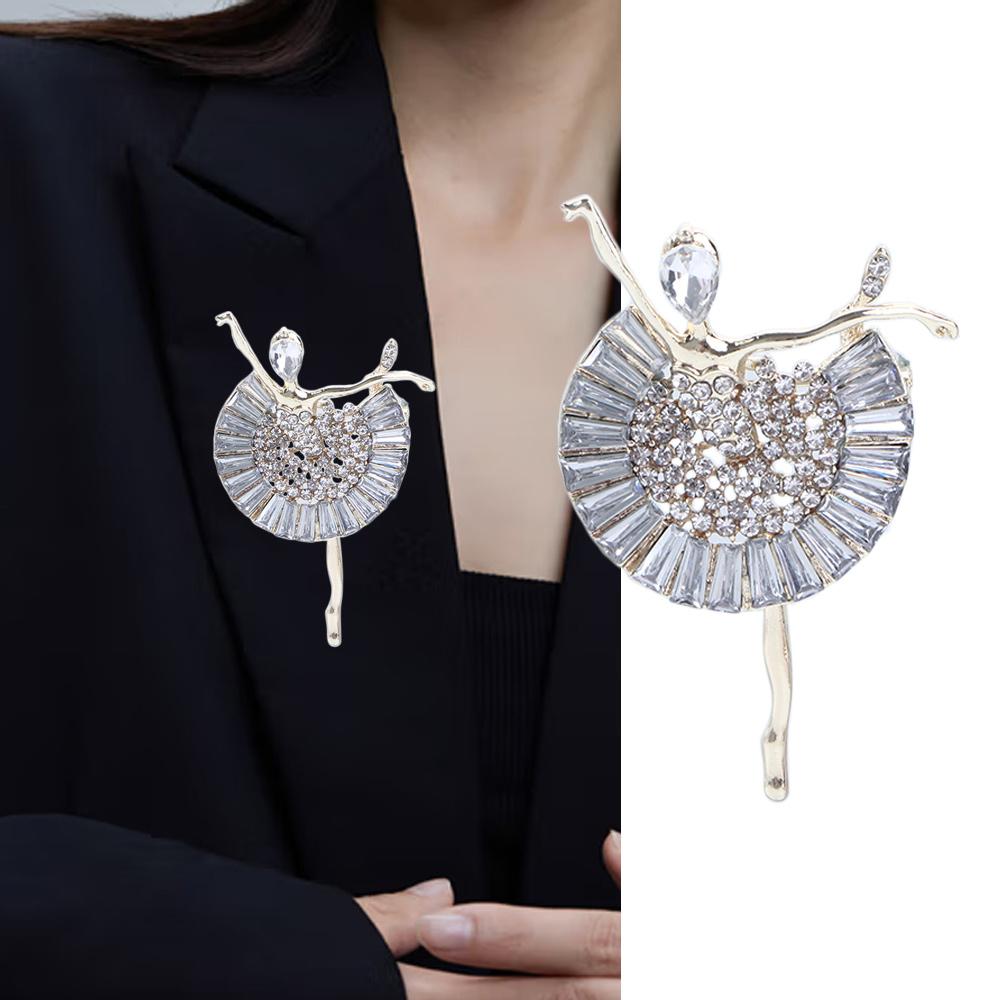 Rhinestone Brooch Crystal Girl Gift Korean style Ballerina Pin Women's Brooch Ballet Girl Brooch