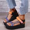 Fashionable Plus Size Women Shoes  New Street Fashion Contrast Color Women's Sandals Comfortable Wedge Platform Sandals