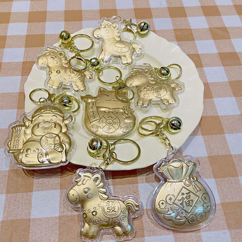 Wealthy Gold Horse Keychains Luck Bag Pendant Bags Accessory Pony Keychain  Chinese New Year