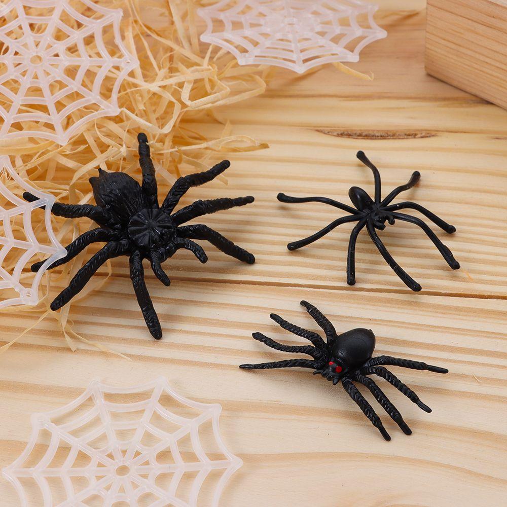 Black Spider Web Novelty Toy Plastic Fake Spider Decorative Spiders Prank Toys Haunted House Prop