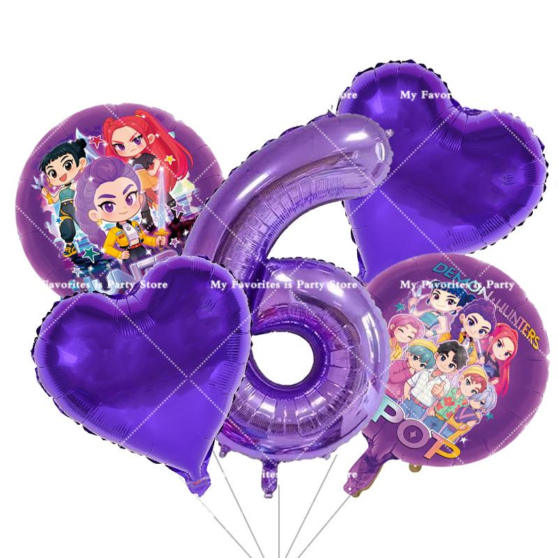 Kpop Demon Hunters Children's Birthday Party Decoration Ball Number Digit 1-10 Balloon Set Baby Shower Party Supplies Gift Toy