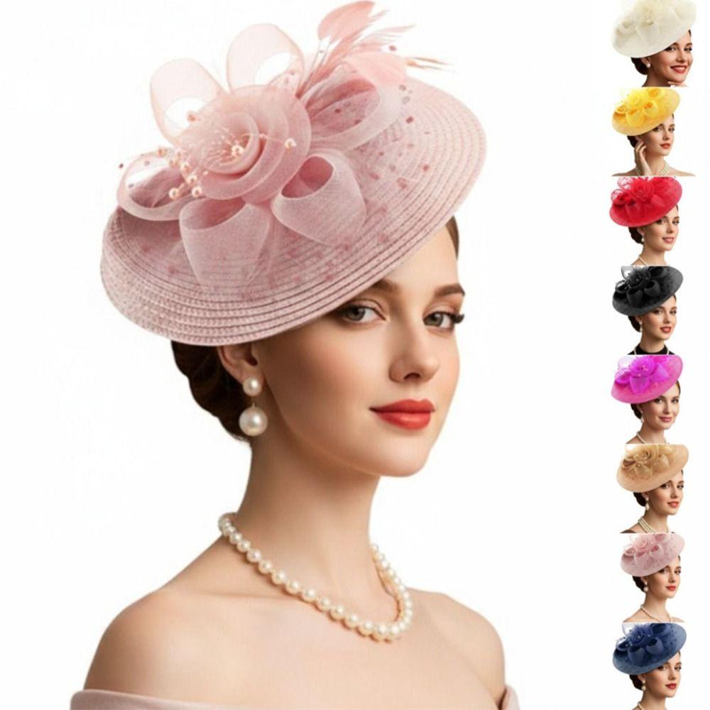 Elegant Vintage Fascinator Hat Sweet Masquerade Hair Band Party Bride Headdress Wedding