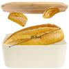 Cream bread box with bamboo board 33x18.5x12 cm