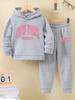 Fall and Winter New Casual Comfort Warm Girls Letter Print Warm Lining Hoodie and Tracksuit Pants Set