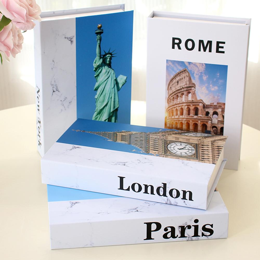 3Pcs/Set Fake Books Set for Decoration Coffee Table Ornaments Modern Home Decoration Luxury Faux Books Set London New York Paris