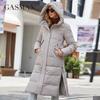 Gasman Модное женское зимнее пальто, тонкий длинный воротник-стойка с капюшоном, утепленный теплый пуховик, повседневная женская парка с карманами GM-82151