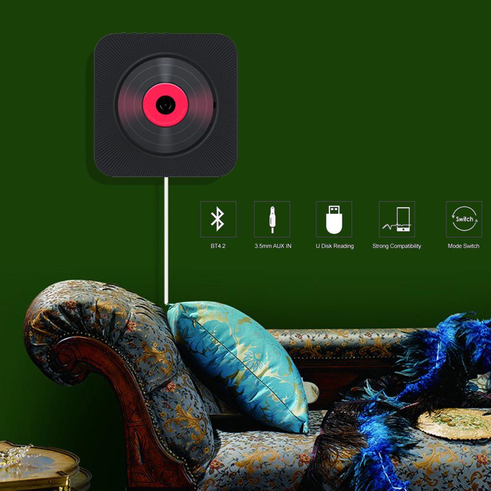 Настенный проигрыватель компакт-дисков Bluetooth-динамики Домашняя аудиосистема Бумбокс с дистанционным управлением FM-радио Вход AUX