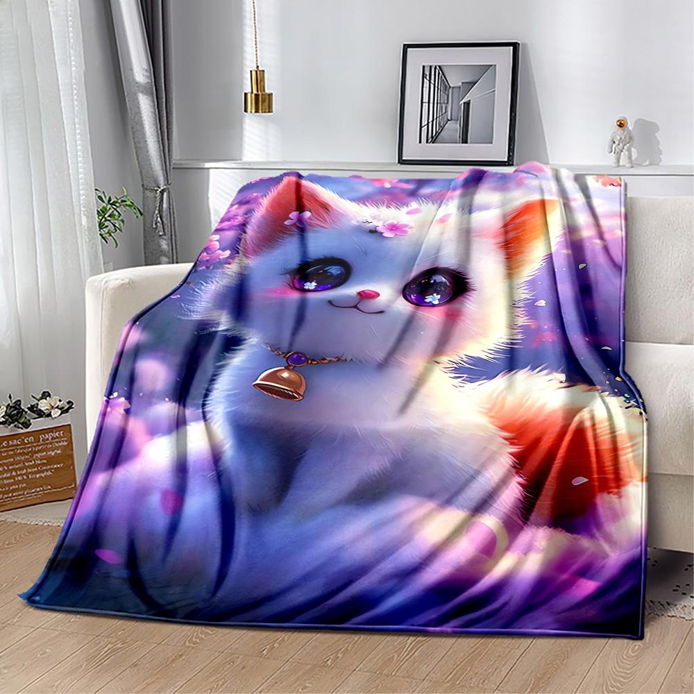 1pc Cute Elephant on Moon Blanket Soft Comfortable Lightweight Perfect for Travel Camping Picnics Sofa Office Bed Living Room Ideal Gift for Friends