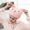 Эластичная шапочка для сушки волос Впитывающая обертка-полотенце для волос Милая шапочка-обертка для волос с вышивкой мишки Плюшевый тюрбан для женщин и девочек Ванна