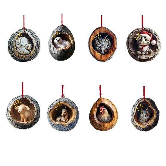 Рождественское украшение Дупло совы Белый медведь Кот Дизайн Акриловая подвеска