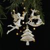 Christmas Tree Hanging Ornaments Glitter White Angel Deer Pendant Decoration for Home New Year 2024 Xmas Party Navidad Gift