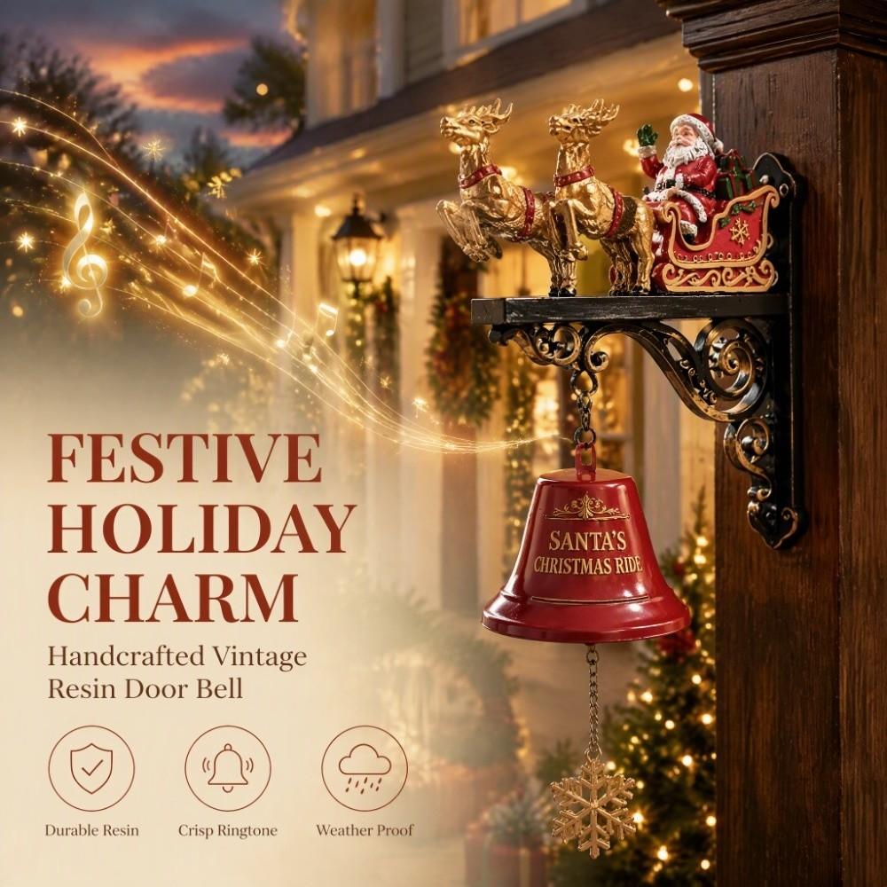 Resin Crafts Christmas Bell Decorations Vintage Christmas Party Door Hanger  for Outdoor Patios