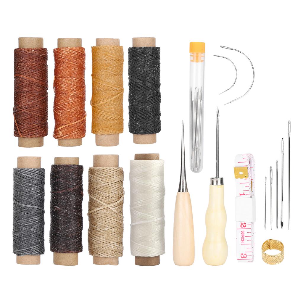 28Pcs Leather Sewing Kit Needles Thread Hand Repair Tools DIY HandMade Craft Set