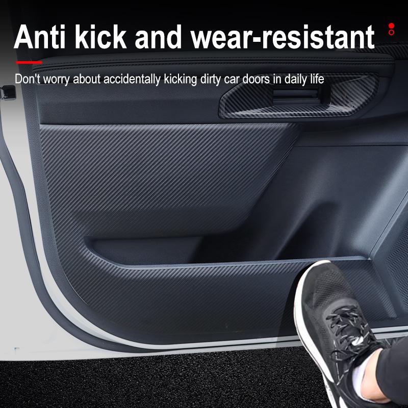 4PCS For Ford Ranger T9 2025 2026 2024 Leather Carbon Fiber Sticker Door Anti Kick Cover Protection Mat Glove Box Stickers