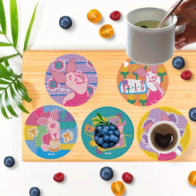 8 шт./комплект Серия Disney Моана Алмазные Подставки под Стаканы DIY Алмазная Живопись Подставки под Стаканы 5D Полностью Алмазные Алмазные Подставки под Стаканы Акриловые Круглые Стаканы