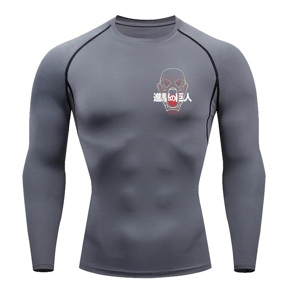 Фитнес Спортивная одежда Подростковая футболка Атака Титанов Графические топы Облегающая тренировочная одежда Мальчики Компрессионная одежда для бега Баскетбольная одежда