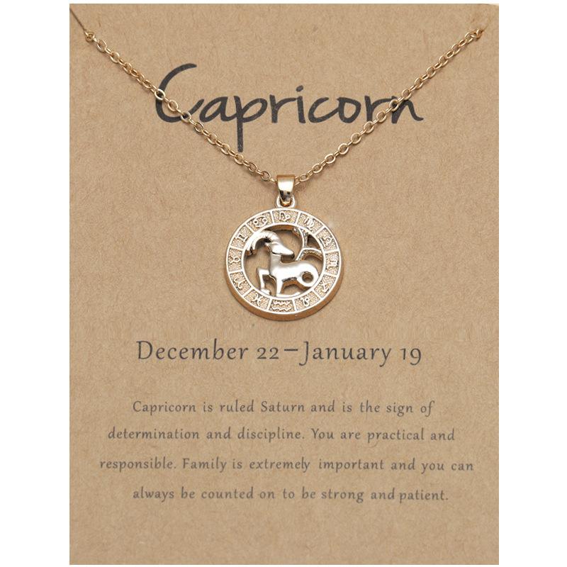 12 Zodiac Signs 3D Image Pendant Necklace Ins In Stock Zodiac Card Collarbone Chain