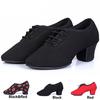 Women's Oxford Latin Ballroom Dance Shoes Professional Black Canvas Salsa Shoes