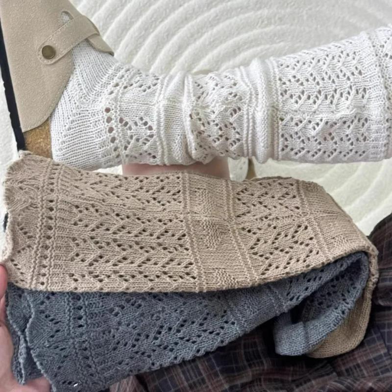 Relief Hollowed Out Wool Calf Socks for Women Warm Knit Retro Gray Heavy-duty Long Tube Autumn and Winter Pile Socks Sweating