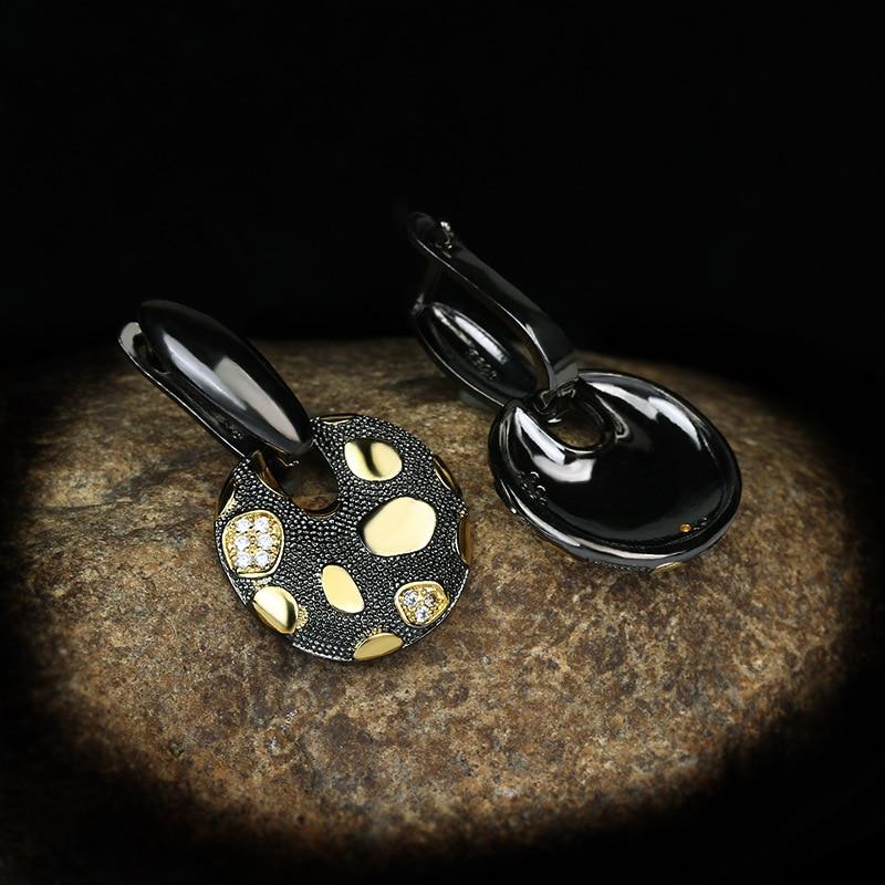 Classic Women's for Earrings Exaggerated Disc Hollow Pendant Earrings Unique Black Gold Jewelry Party Gift Gold Earings