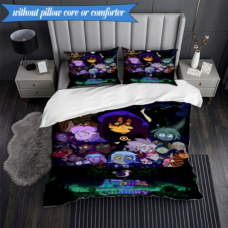 3PCS Owl Adventure In Colorful Land Bedding Set,Including 1pc Duvet Cover And 2pcs Pillowcases Perfect for Bedroom, Dormitory, Fan Christmas gift
