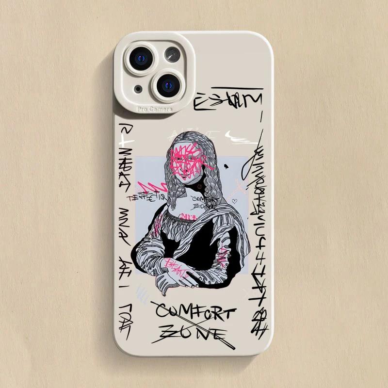 Мягкий чехол для телефона Graffiti Great Art Aesthetic David Mona Lisa для iPhone 15 14 13 12 11 16 Pro Max XR X XS 7 8 15 Plus SE