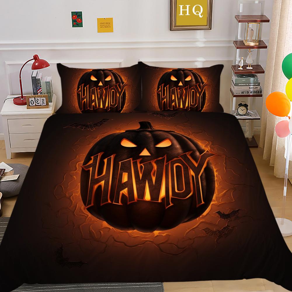 3D Halloween Home Bedding Set Terrorist Atmosphere Decoration Quilt Cover Pillowcase Set AU/DE/EU/US Full Size Soft Bedroom Decoration
