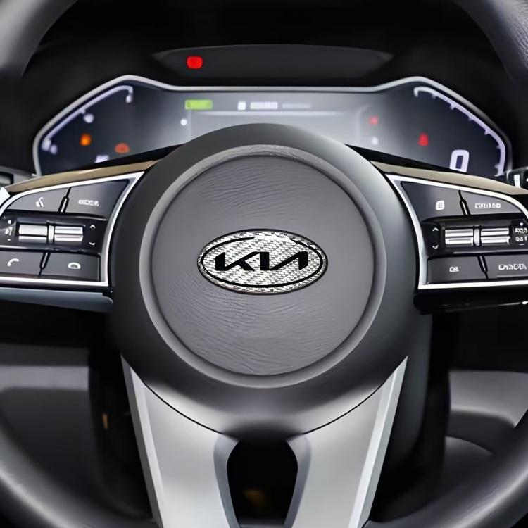 QZGF3 1pcs 3D newest KIA KN carbon fibre steer wheel emblem Sticker Car Steering Wheel Car Interior Emblem Car styling Accessories