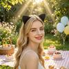 Повязка на голову с кошачьими ушками, пушистые ушки для женщин, блестящая гибкая лента для волос, аксессуар для костюма, Хэллоуин, косплей, вечеринка и маскарадные мероприятия, удобная