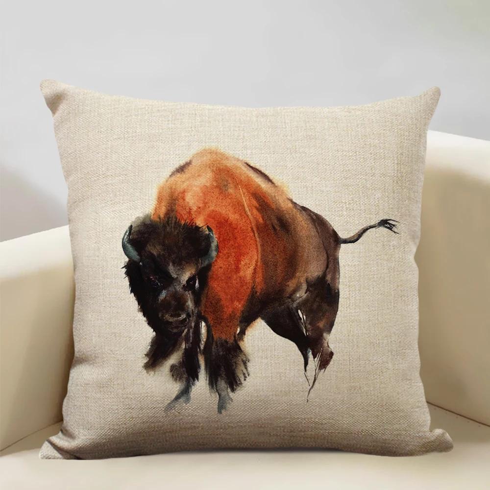 Акварельный Животное Лошадь Курица Ящерица Корова Антилопа Декоративная Наволочка 45x45см Чехол на Подушку для Дивана Домашний Декор