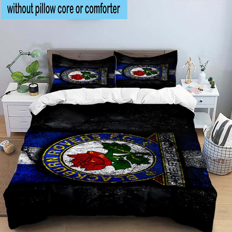 3pcs Blackburn Rovers Crest Football Club Bedding Set Duvet Cover Closure Includes 1 Duvet Cover & 2 Pillowcases Bedding Sets Home Decor Gifts