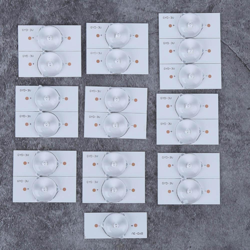 20 шт. Стекловолоконная плата Светодиодные лампы 3 В Светодиодный чип SMD Светодиодная линза 32-65 Светодиодный телевизор Ремонт