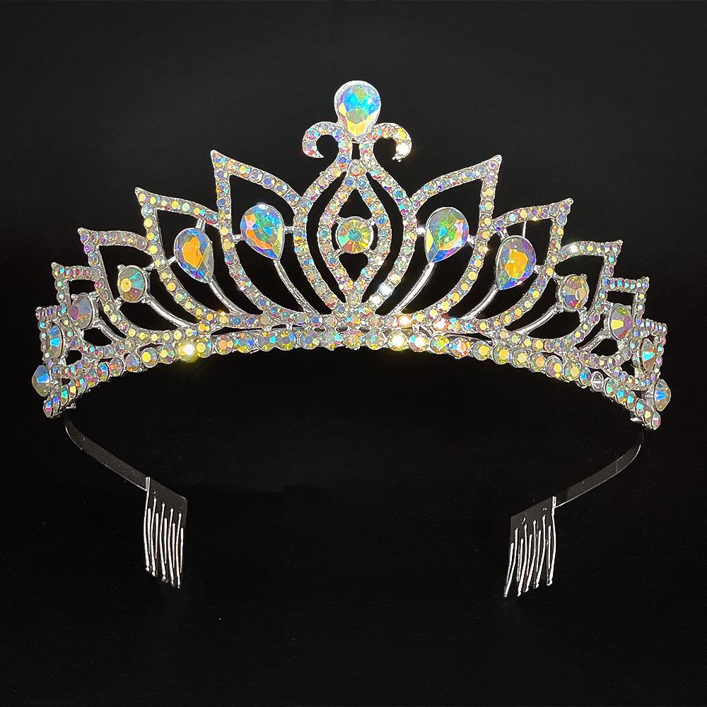 Rhinestone Wedding Tiara Crystal Bridal Comb Crown for Bride Prom Queen Cake Topper Decor Girls Princess Party Hair Zircon Gift