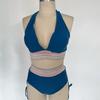 2 шт./комплект женский комплект бикини сексуальный глубокий V-образный вырез бюстгальтер для плавания высокая талия плавки комплект пэчворк цветной купальник