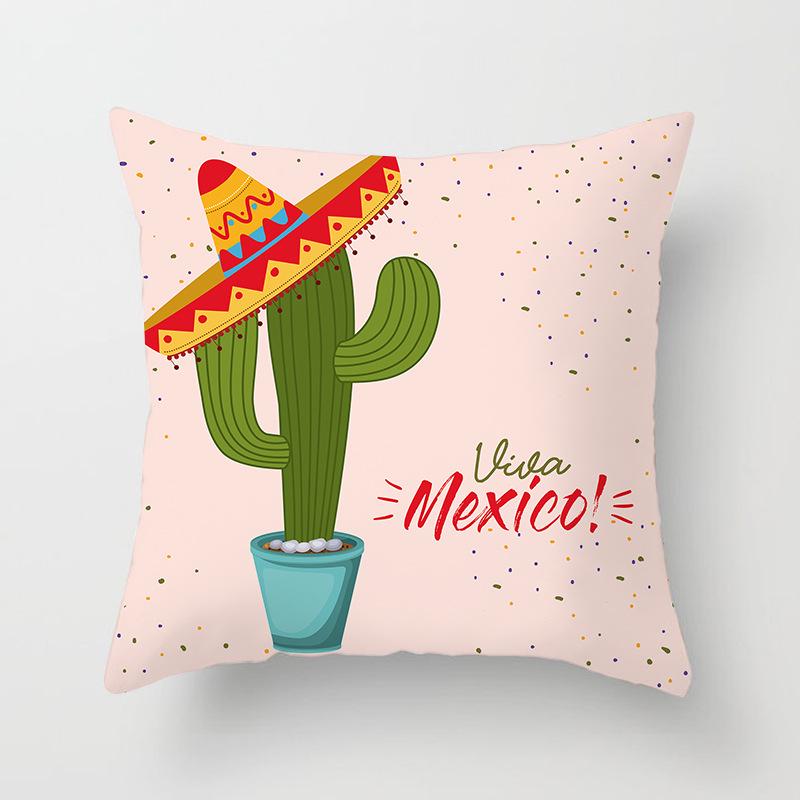 Home Supplies Cute Pastoral Cactus Print Pillow Cover Sofa Cushion Cover