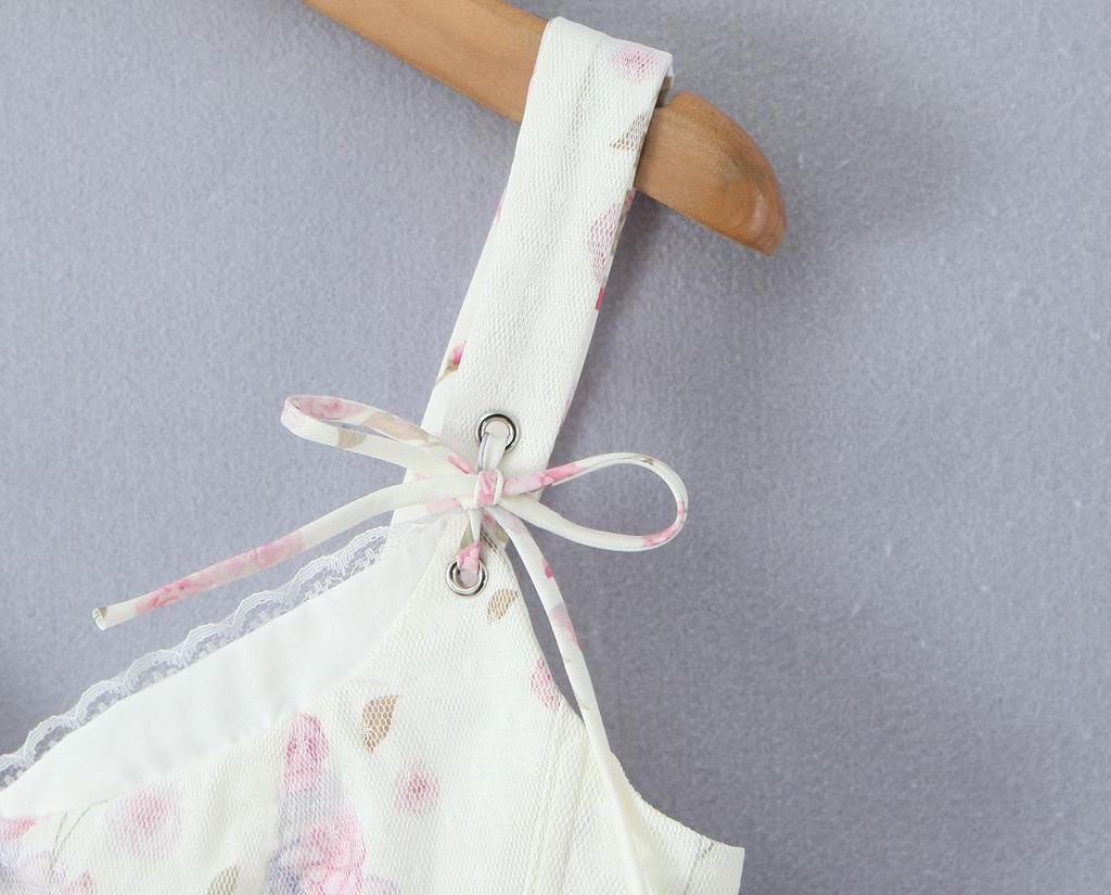 Шикарный кружевной пэчворк жилет с V-образным вырезом 2026 - Сладкий принт, сексуальный и облегающий крой