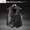 Men's Warm Plus Velvet Thickened Leather Vest for Autumn and Winter