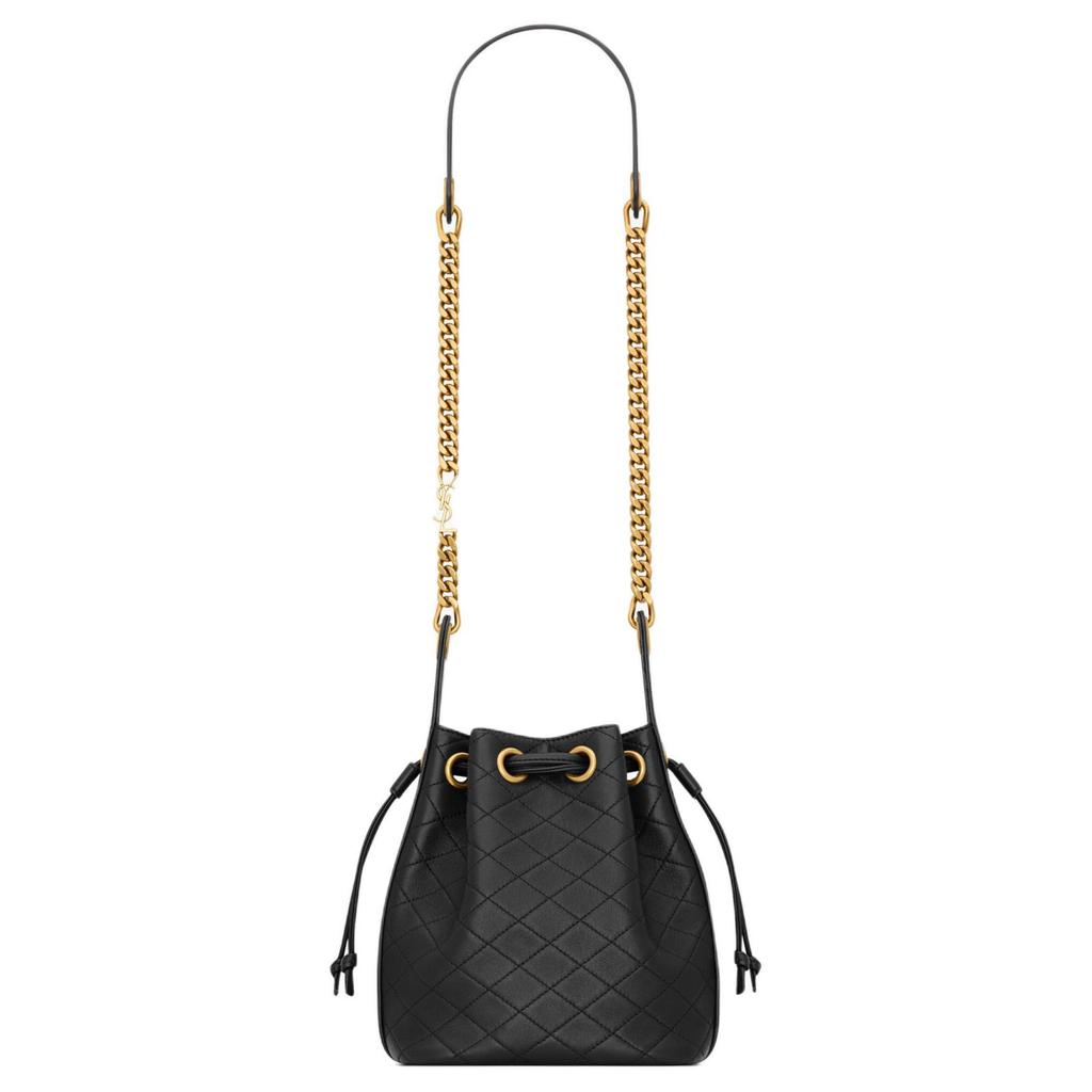 Saint Laurent Cassandre Bucket Bag In Lambskin Nero Women Bags Black 840886-1EL07-1000