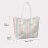 Floral Stripe Tote Bag Large Capacity Shoulder Bag for Daily Use Shopping
